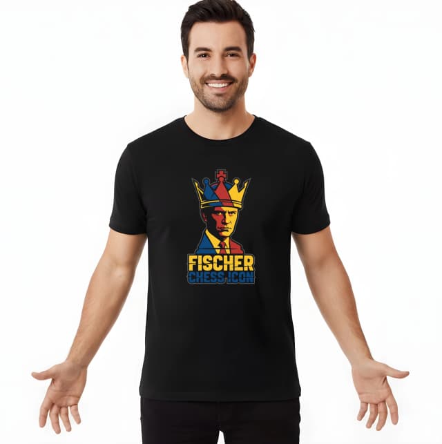 Férfi póló Fischer Sakkkirály és Retro Sakk Ikon