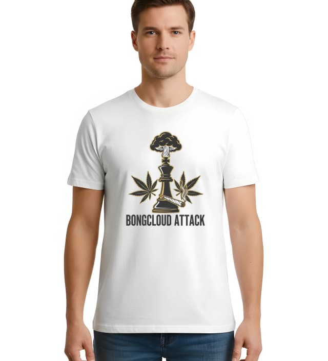 Férfi póló Royal Bongcloud Attack Among Cannabis Levels and Smoke