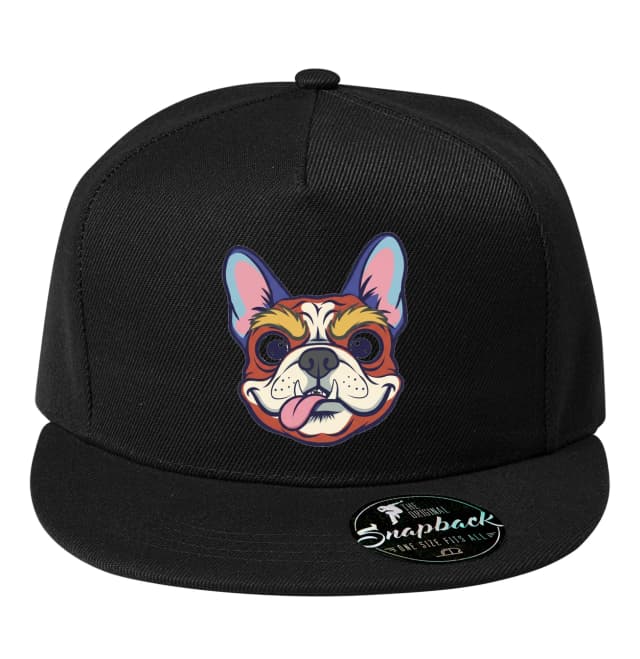 Snapback aranyos francia bulldog vicces homlokkal és kilógó nyelvvel
