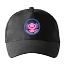 Sapkás rózsaszín axolotl neon mosollyal aranyos varázslatos víz alatti tündér