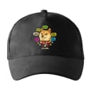 Vidám Shiba Inu Doge sapka japán torii kapuval, rakétával és Bitcoin érmékkel