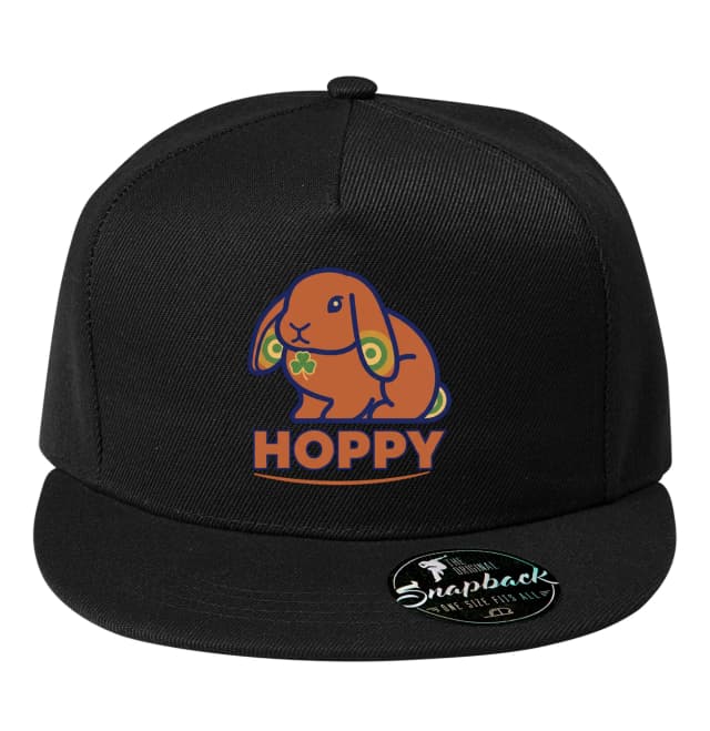 Snapback Hoppy narancssárga nyuszi ír lóherével és retró körökkel