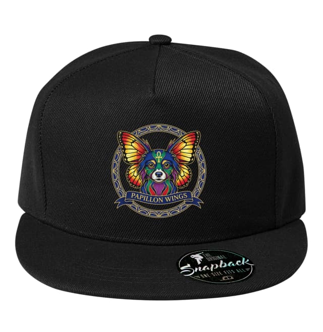 Snapback Papillon szivárványos pillangófül és arany ankh medál