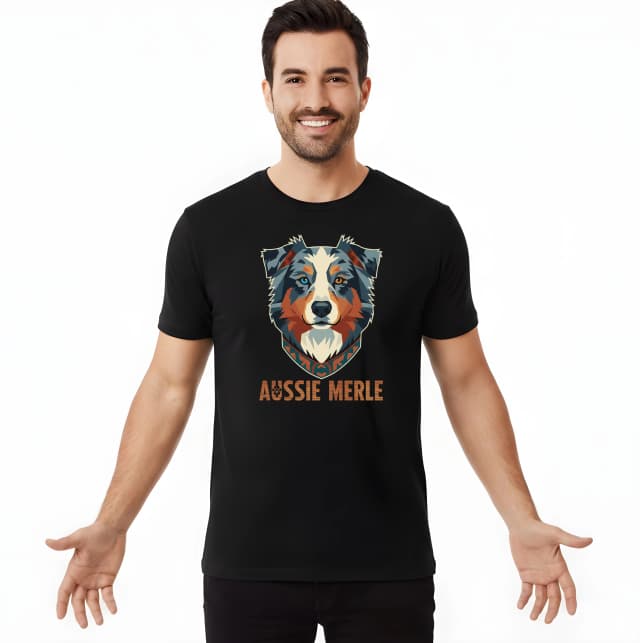 Férfi póló Aussie Merle Modern Geometrikus Portré Etno Gallérral és Heterokrómiával