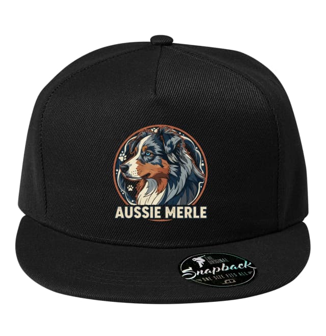 Snapback Aussie Merle Royal portré egy kék szemű juhászkutyáról retró grafikus stílusban