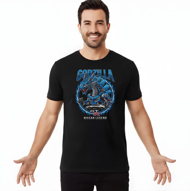 Férfi póló Godzilla Gtr Kék Mechanikus Sárkány Nissan A Sebesség És Erő Legendája