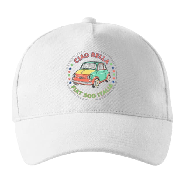Sapka Színes Retro Szerelem Fiat 500 Italia Ciao Bella Kalandozások az utcákon keresztül