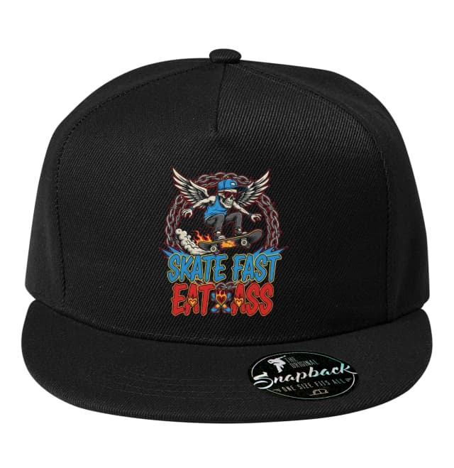 Snapback Skate Fast Winged Skeleton Fire Ride lánccal és stílussal