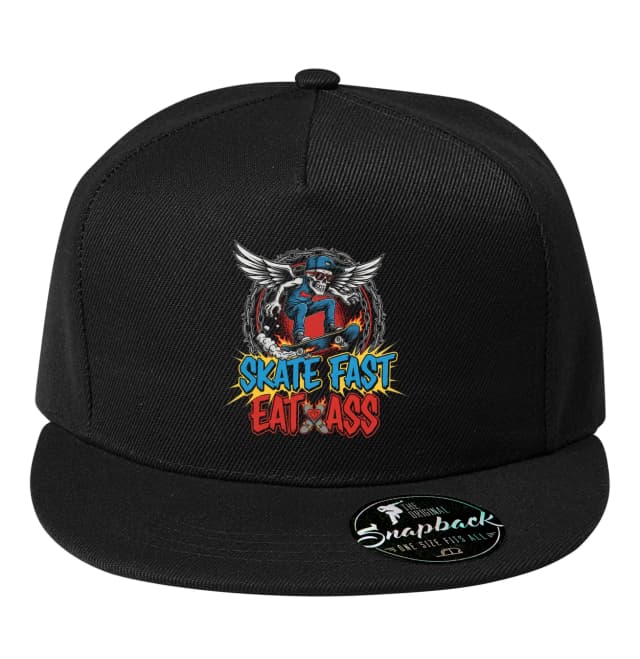 Snapback Skate Fast Skeleton szárnyakkal Tűz gördeszka és szögesdrót