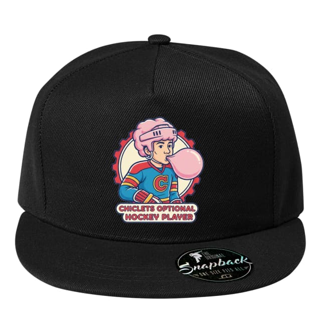 Snapback rózsaszín jégkorongozó rágógumival retró stílusban és vidám buborékkal