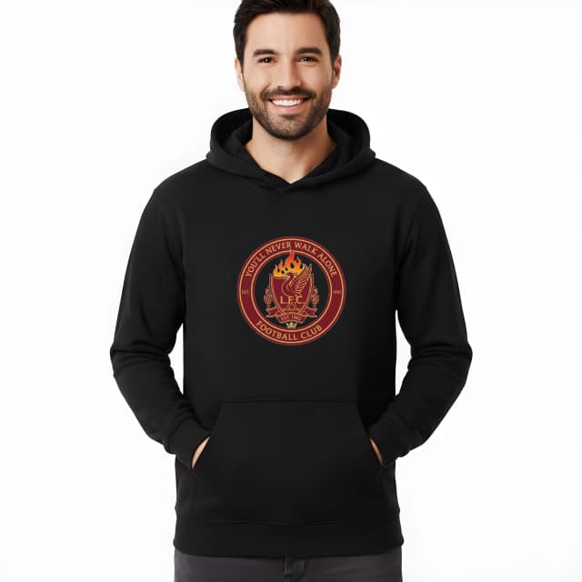 Flame Liverbird LFC You'll Never Walk Alone piros legendás emblémás kapucnis pulóver